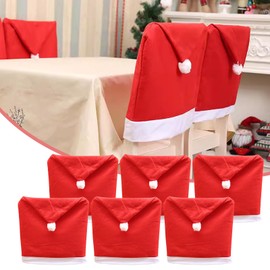TATAFUN Christmas Chair Covers, Santa Hat Chair Covers, Christmas Dining Room Chair Covers for Dining Room Kitchen Party Decoration Festive Accessories (Set of 4) (6)