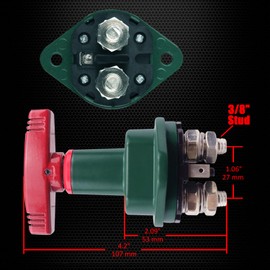 Ampper 12-48 V Battery Disconnect Switch, High Current Heavy Duty Battery Power Cut Master Isolator for Car, Vehicle, RV and Boat (300 A, On/Off Kit)