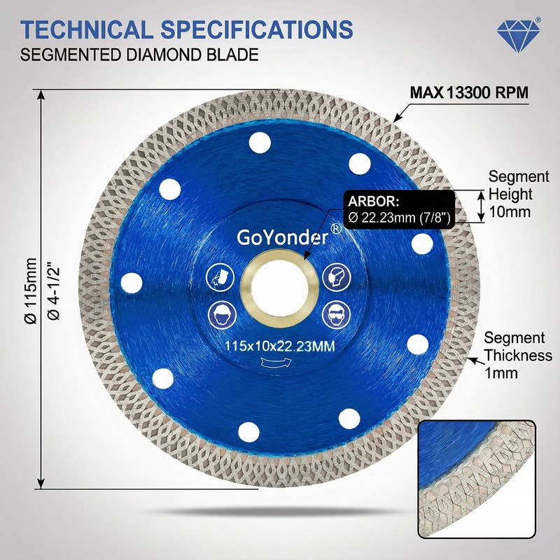 GoYonder 4.5 Inch Super Thin Diamond Saw Blade for Cutting