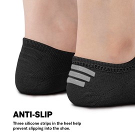 wernies No Show Socks Womens 8 Pairs, Ankle Non Slip Low Short Invisible Thin Liner Socks Black/White 5-8