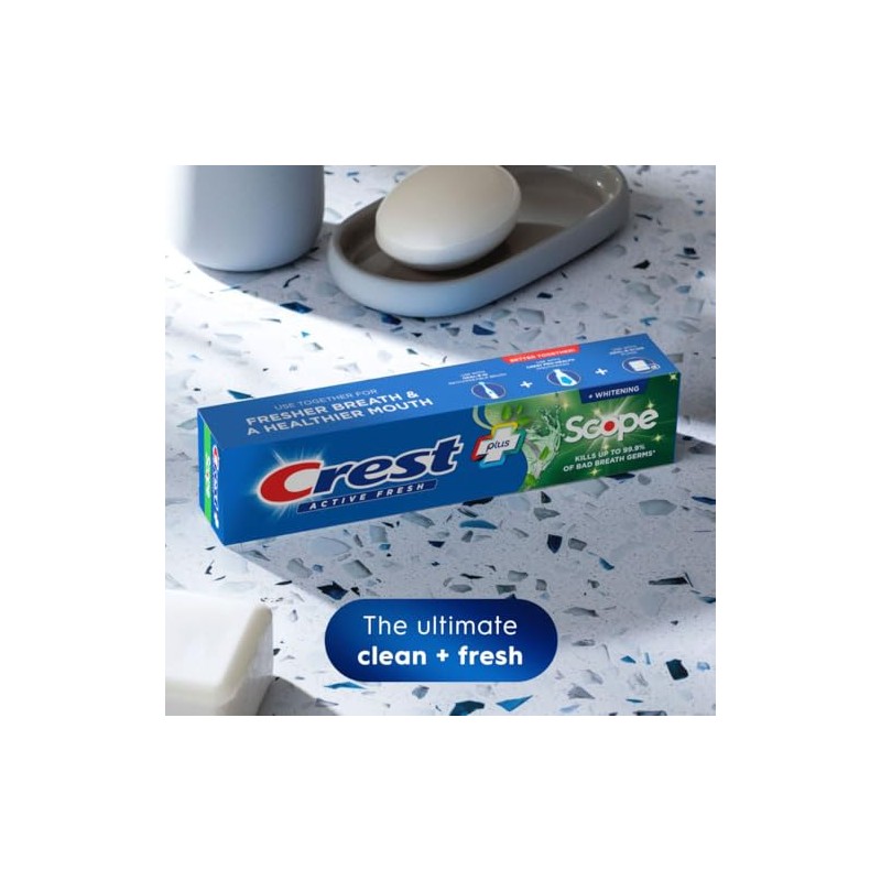 Crest Complete Active Fresh + Whitening Toothpaste, 5.5oz (Pack of