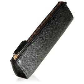 BLUE SINCERE PCS5 Leather Pencil Case, Freestanding, Large Capacity, Simple, Genuine Leather, For Adults, Stylish, Stationery, Women's, Men's,, royal black, Minimal