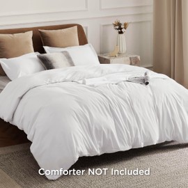 Bedsure Bedsure Duvet Cover Oversized King Size - Soft Double Brushed Bedding Set for Kids & Adults, Zipper Closure, 3 Pieces, Includes 1 Duvet Cover (120"x98") & 2 Pillow Shams, NO Comforter, White