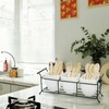 Bekith 3-Piece Ceramic Flatware Caddy with Metal Rack, Utensil Holder