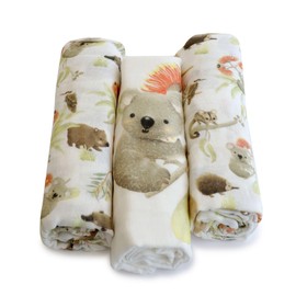 Bubba Blue New Aussie Animal Muslin Wraps (Pack of 3)