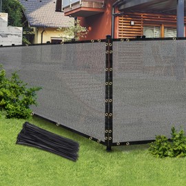 Gray 5FT X 50FT Outdoor Privacy Screen Fence & Mesh Shade Net Cover, Ideal for Garden and Backyard - Enhances Privacy for Fencing & Chain Link, Perfect for Patio Privacy Wall, Slats，Freestanding