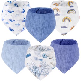 Yukkidds 6 Baby Bibs Muslin Triangular Scarf Drool Bibs Neckerchief