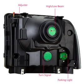 GRAND ORANGE Headlights Assembly Compatible with 2005-2007 Ford F250 F350 F450 F550 Super Duty/Fit 2005 Ford Excursion Headlamp Driver & Passenger Side Smoke lens Black Houing Clear Reflector
