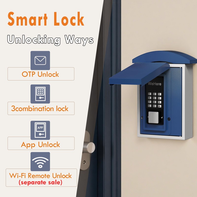 Key Lock Box Wall Mount with Key Drop Slot, Smart