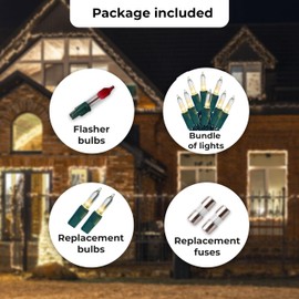 Holiday Essence 300 Clear Incandescent Christmas Lights Green Wire