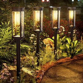 ALFIOT Solar Pathway Lights Solar Outdoor Lights Pathway Waterproof 8 Pack Upgraded Solar Walkway Landscape Lights Outdoor Driveway Lights,Auto On/Off Lights for Yard Lawn Patio (Warm White)
