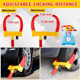 OPL5 Wheel Lock, 2 Packs Universal Wheel Clamp Lock,Heavy-Duty Car Security Trailer Tires Wheel Lock,Adjustable Trailer Wheel Lock Tires Anti Theft for Car SUV Boat Motorcycle Golf Cart, with 6 Keys