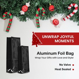 Yield Titan Black Aluminum Foil Bags (8 oz, Heat-Sealed, No-Valve) – Premium, Versatile Pouches for Stylish Gift Presentation and Practical Storage - Pack of 30