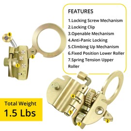 TRSMIMA Rope Grab Fall Protection - Auto Trail Double Locking Rope Grabs Used with 5/8”Rope Anti-Panic Feature for Construction Climbing Roofing Equipment 310 lb. Capacity Comply to ANSI/OSHA