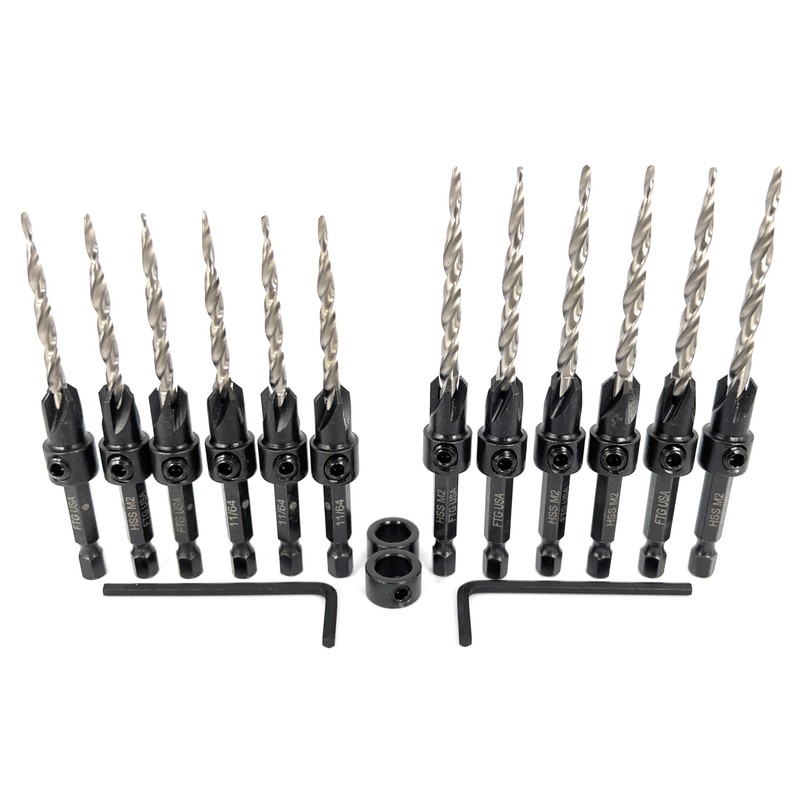 FTG USA Countersink Drill Bit Set 6 Pc #8 (11/64"),