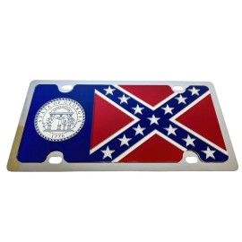 Unbranded Old Georgia State Flag Stainless Steel License Plate Tag
