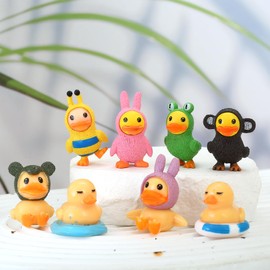Wasisie Mini Plastic Ducks - 8PCS Colorful Mini PVC Ducks Set, Little Duck for Birthday Gifts, Cute Little Animals for Classroom Incentive DIY Craft Aquarium Garden Dollhouse Garden Landscape Deracor
