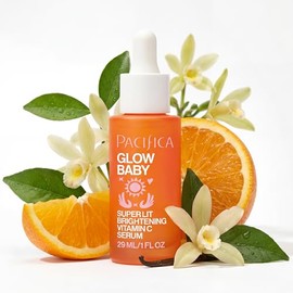 Pacifica Suero de vitamina C para la cara, suero facial iluminador Glow Baby con ácido glicólico, refuerzo de vitamina C, corrector de manchas oscuras, cuidado de la piel vegano para una piel