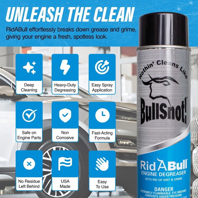 BullSnot! RidABull Engine Degreaser- Premium Cleaner & Degreasing Agent –