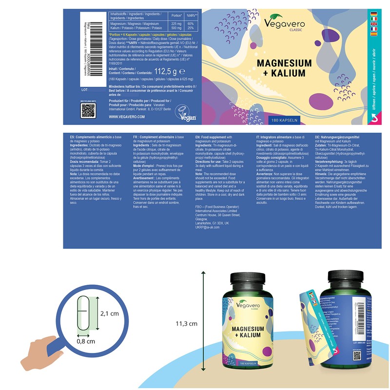 Vegavero Magnesium + Potassium | High Strength Citrate Forms |