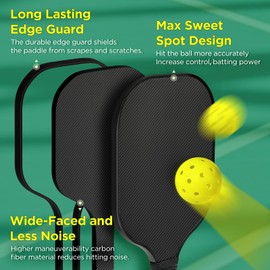 Carbon Fiber Pickleball Paddles, Anti-Slip Sweat-Absorbing Cushion Comfort Grip, 2 Paddles & 4 X-40 USAPA Standard Outdoor Pickleball (USAPA Approved for Tournament Play), 2 Grip Tapes, 1 Carry Bag