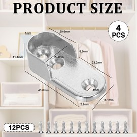 ChauLanBow 4 Stück Kleiderstangenhalter mit 12 Schrauben, Kleiderstangen Halterung Schrank, Kleiderstangenhalterungen aus Metall für Ovale Stangen, für Kleiderstangenschränke