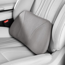 POKSRI 1P Lumbar Support Pillow,15.5x8.7 Memory Foam,Superfiber Suede,Drive car Back Pillows,seat,Office,Rest,Improve Posture(Grey)