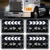 BESTZHEYU 4PCS 4x6'' LED Headlights for Kenworth T800 W900 Freightliner