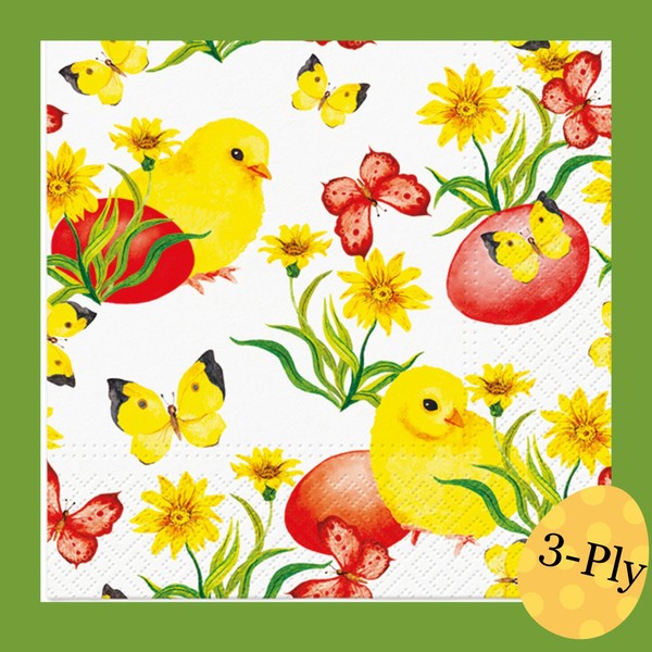 Keep Unique 20-ct 13x13 Easter Chickens Paper Luncheon Decoupage Napkins,