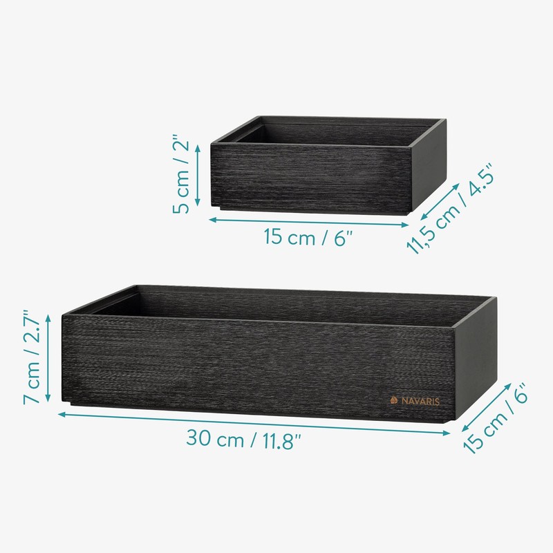 Navaris Bamboo Storage Box Set of 2 - 2 x