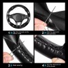 SJMYXCLW 15" Steering Wheel Cover Genuine Leather For Lexus Black