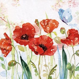 20 Napkins Poppies in the Garden | Spring | Summer | Table Decoration 33 x 33 cm