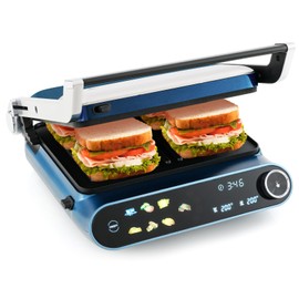 Giantex Panini Press Sandwich Maker, Electric Indoor Grill with 2 Removable & Dishwasher Safe Non-Stick Plates, Drip Tray, LED Display, 7 Grilling Modes, Upper & Lower Independent Temperature Control