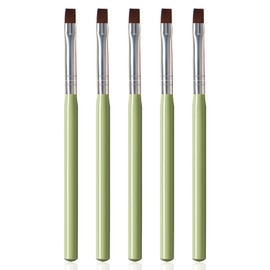 DANNEASY 5pcs Acrylic Nail Brush Flat Nail Clean Up Brush Polish Remove Painting Builder Gel Brush Nail Pen Nail Polish Brushes Manicure Brush for Home Use and Professional Nail Salon