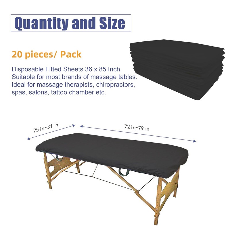 20PCS Disposable Fitted Massage Table Sheets, Heavy Duty Elastic Disposable