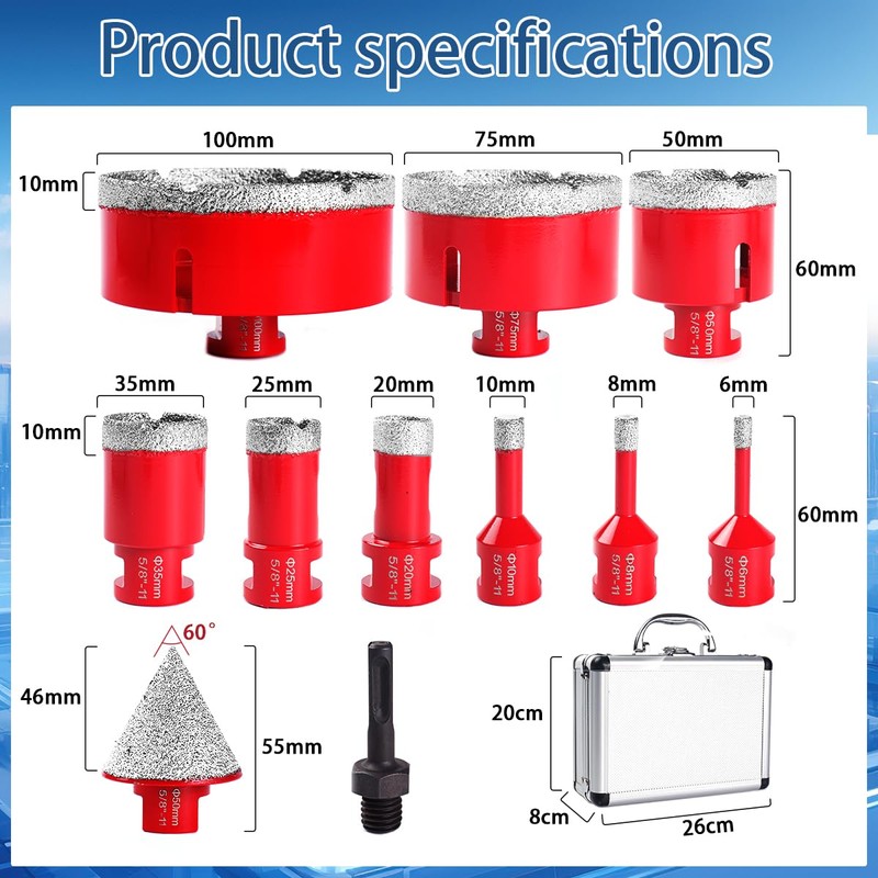 Diamond Drill Bits Set, Tile Hole Saw Kit, Cutter Suitable