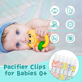 Babygoal Plastic Pacifier Clips for Boys, 6 Pack Pacifier Holder Fits Most Pacifier Styles &Teething Toys and Pacifier Clips for Boys And Girls 6PS14-CA