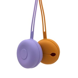 PAPU BABY Estuche Porta Chupón de Silicón. Sostenedor de chupetes, bolsillo para chupetes de silicona apto para lavavajillas. (Lila/Naranja)