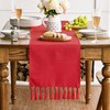 Artoid Mode Red Boho Rural Rustic Farmhouse Tassel Table Runner,
