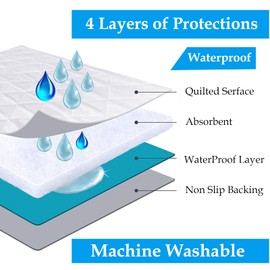 Quilted Waterproof Mattress Protector Double Extra Deep Mattress Topper Double Bed Pad Comfortable and Machine Washable Double Matress Fitted Bed Cover (Double Mattress Protector)