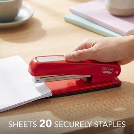 Mr. Pen- Red Office Stapler with Staples, 1000 Staples 1/4", 20 Sheet Capacity, Desktop Stapler for Students, Office Supplies, Ergonomic Design for Comfortable Use, Opens 180 Degrees for Easy Loading