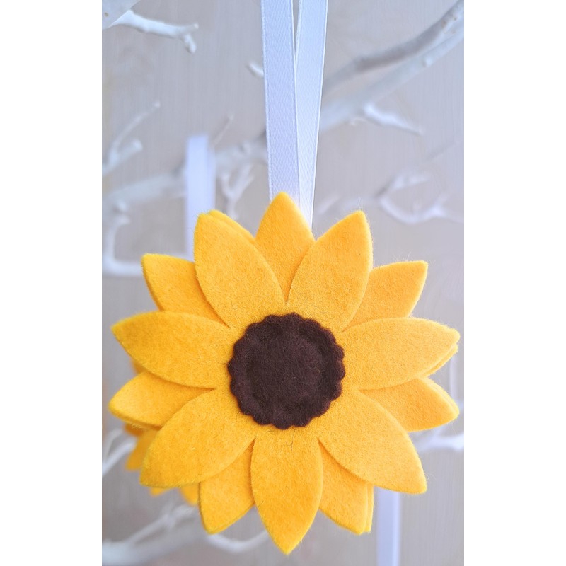 Sunflower Tree Decorations, Felt Hanging Ornaments. Easter Spring Summer Flower