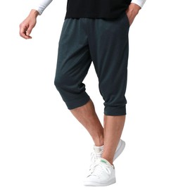 Kapa Men's Jersey, 3/4 Length, Short Pants, Sweat Absorbent, Quick Drying, Mesh Material, charcoal