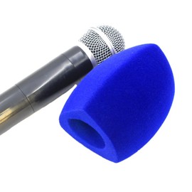 Hxstaald Flocked Microphone Windshield Handheld Microphone Covers, Large Microphone Foam Pop Filters for TV Interviews, Radio, Media Transfer Microphones (Blue)