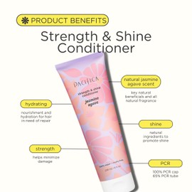 Pacifica Beauty Jasmine Agave Strength & Shine Conditioner, Haircare, Intense Moisture, Safe for Colored Hair, For All, Dull, Dry, Weak Hair Types, Clean Hair Care, Vegan, 8 fl oz (1 Count)