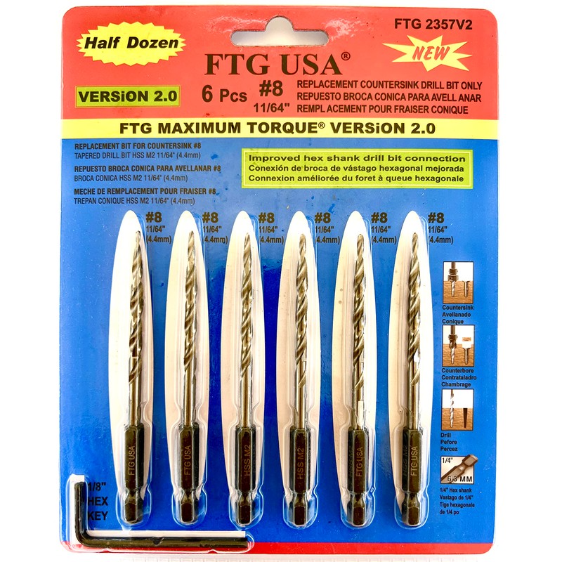 FTG USA Tapered Countersink Drill Bit Set 6 Pc #8