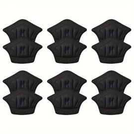6 Pairs Black Beige Double Layer Heel Pads Universal Fit (Black, 0.3")