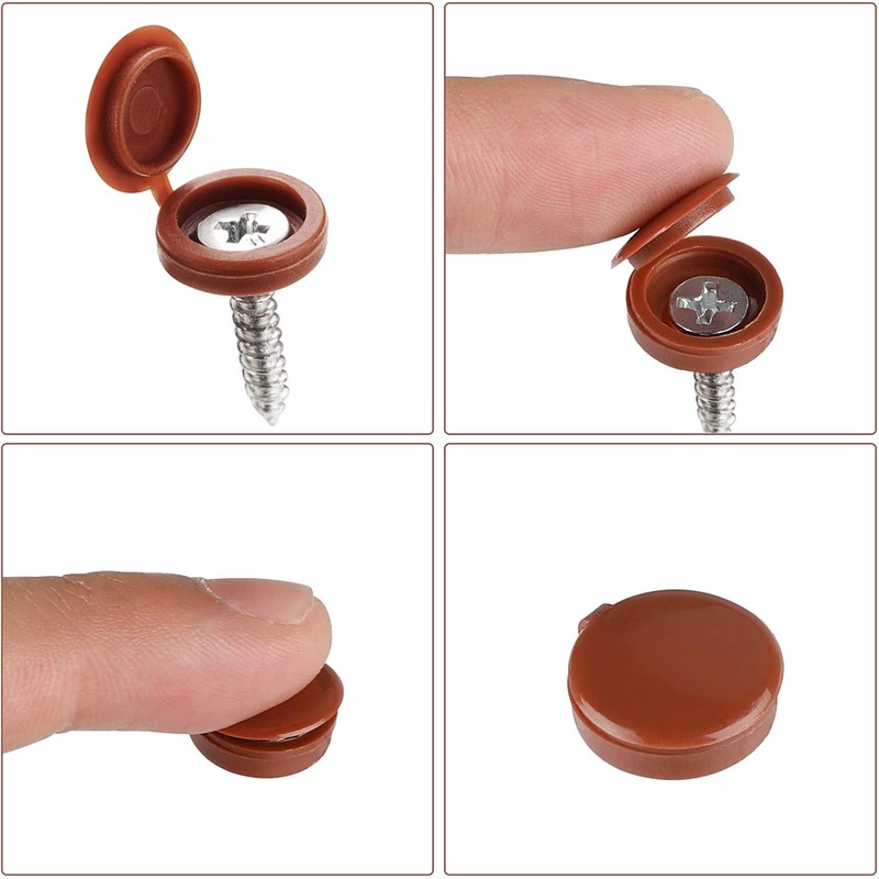 200Pcs Screw Covers White Plastic Screw Cap Hinged Fold Over