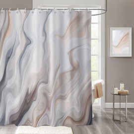 GCIREC Brown Marble Shower Curtain, Tan Brown Mix Grey Ombre Modern Abstract Luxury Wave Bathroom Curtain Bathtub Home Decor Waterproof Fabric Machine Washable with 12 PCS Hooks,72" Wx72 L