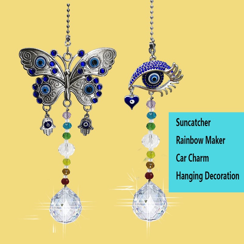 Window Hanging Suncatcher with Crystal Blue Butterfly Garden Decoration (Butterfly
